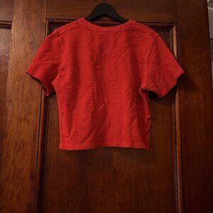 Big Bud Press Cropped Honeycomb Tee - Size S - Red